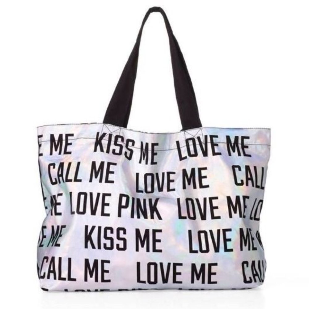 Victoria's Secret PINK "Love Me Kiss Me Call Me" Bling Tote